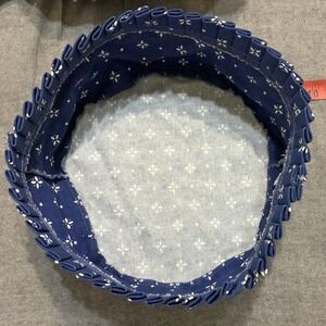 Longaberger 8" round Basket Liner Traditional Blue with Ruffle 100% Cotton euc